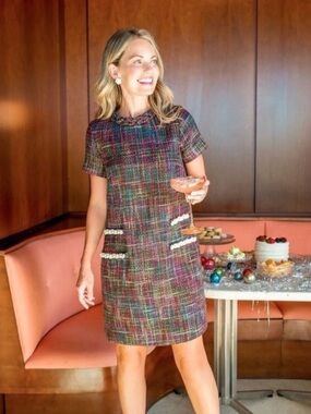 Tuckernuck x Cameron Eubanks Jackie Shift Dress with Pearl Pocket Trim